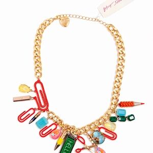 Betsey Johnson School Supplies Charm Necklace — NWT